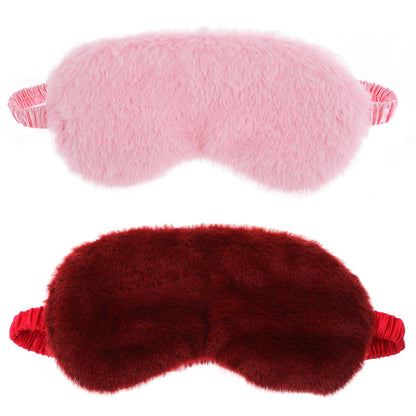2 Pack Plush Sleeping Eye Mask Soft Plush Eye Mask Fuffy Eye Cover Comfortable Sleep Mask Blindfold Rainbow Faux Fur Eye Shade for Women, Men and Kids Travel Nap Sleeping 565488_2_3pL1H9vJ3
