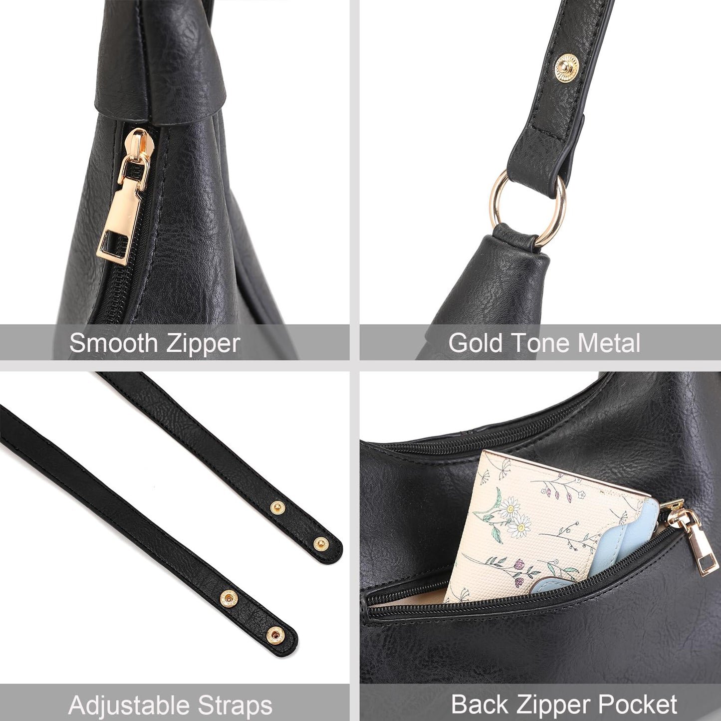NIUEIMEE ZHOU Shoulder Bag for Women Ultra Soft Foldable Vegan Leather Crossbody Bags Tote Hobo HandBag Underarm Purses