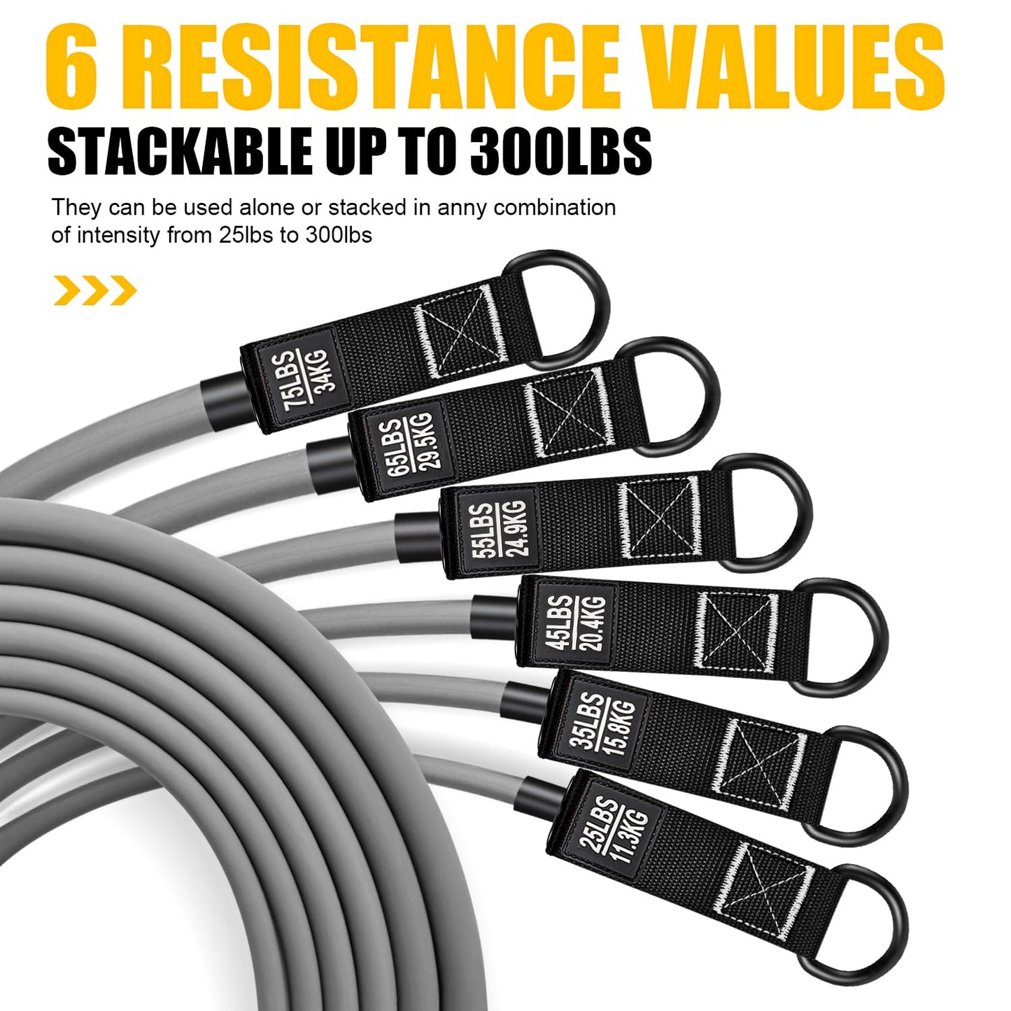 HPYGN Heavy Resistance Bands, 300LBS Exercise Bands for Working Out, Fitness Bands with Handles, Workout Bands for Men, Weight Bands Set for Muscle Training, Strength, Slim, Yoga, Home Gym Equipment