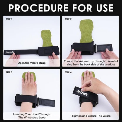 FITFIV Weight Lifting Wrist Strap, Double Leather Weightlifting Wrist Straps for Gym Strength Training, Neoprene Padded Wrist Wraps - for Men & Women (Pair)