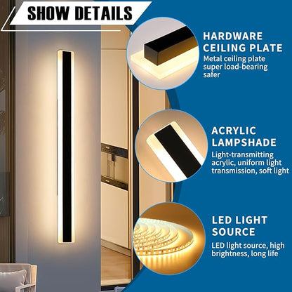 2 Pack Modern Outdoor Wall Light, 57inch Dimmable LED Linear Wall Sconce 3000K-6000K, IP65 Waterproof, Exterior Wall Mount Lighting for Porch, Patio, Yard, Garage with Remote Control