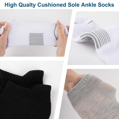 Heatuff 7 Pairs Womens Ankle Socks Athletic Cushioned Anti-Blister Running Low Cut Socks with Tab