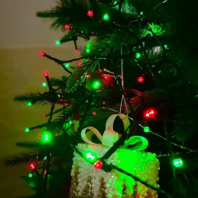 OZS 2PK 240LED 95FT Solar String Lights Outdoor Waterproof | Solar Christmas Tree Lights with 8 Lighting Modes Solar Light Outdoor for Xmas Party Garden Tree Christmas Decorations (Red&Green)