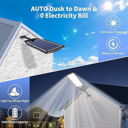 Solar Lights Outdoor 9000W, Commercial Grade Street Light for Outside 480000 Lumens, Solar Parking Lot Lights, Dusk to Dawn LED Security Flood Light Motion Sensor with Remote Control, 2 Pack