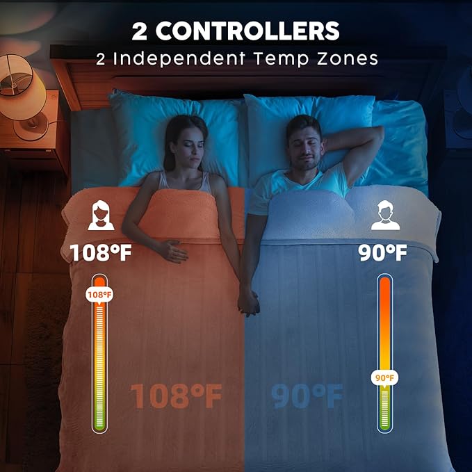 HYLEORY Heated Electric Blanket Full 72"x84" Soft Fleece & Flannel with 5 Heating Levels & 10 Hours Timer Auto Shutt Off, ETL Certified, Washable，Heated Blanket for Body-Light Grey