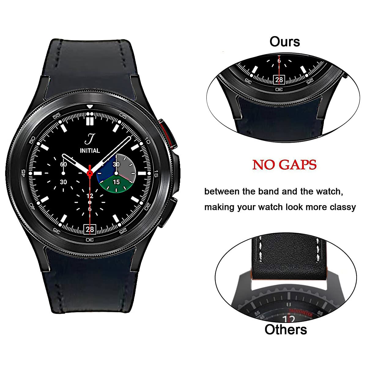 ViCRiOR No Gaps Band Compatible with Samsung Galaxy Watch 6/5/ 4 40mm 44mm, Genuine Leather with Silicone Replacement Bracelet Bands Strap for Galaxy Watch 5 Pro/Watch 6 43mm 47mm/4 Classic 42mm 46mm
