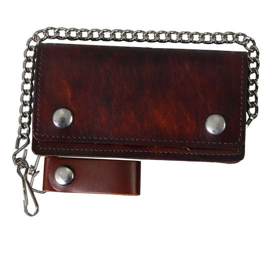 Hot Leathers WLC2005 Brown, 6" Classic Brown Bi-Fold Wallet (Brown, 6")