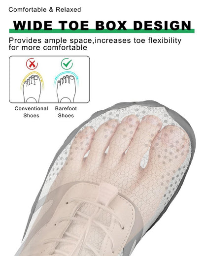 todaysunny Barefoot Shoes Mens Womens Minimalist Cross Training Shoes with Wide Toe Box Athletic Zero Drop Trail Walking Hiking Running Sneakers White