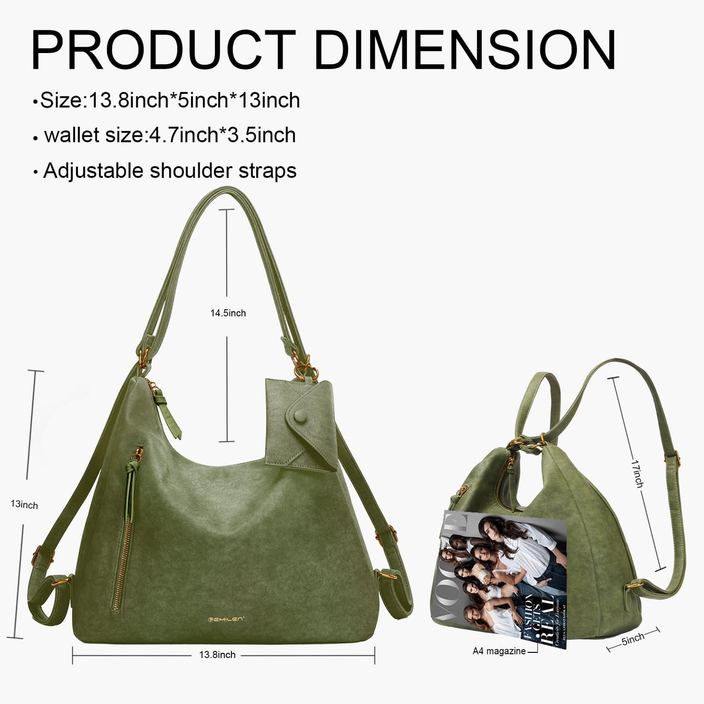 Women Hobo Bag Faux Leather Tote Handbags Clutch Purses Fashion Crossbody Bag Shoulder Bags