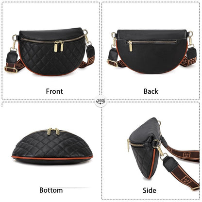 Eslcorri Fashion Waist Packs for Women - Quilted Vegan Fanny Packs Leather Waist Purse Anti Theft Crossbody Belt Bag for Sports Workout Traveling Running Casual - Black