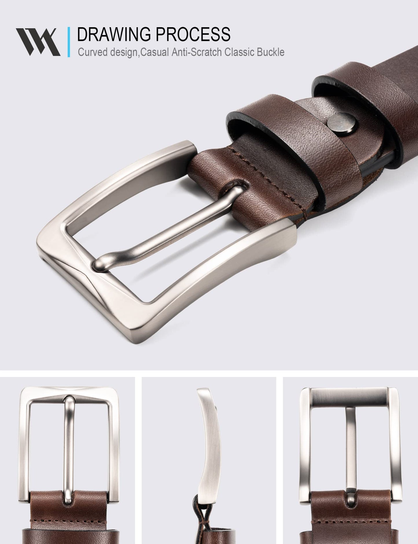 WOLFANT 1.5" Full Grain Leather Belt for Men in Gift Box,100% Italian Real Solid Leather