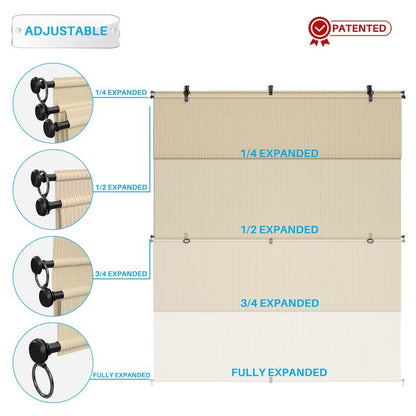 Patio Shades Roll Up Outdoor 8'Wx6'H Foldable Roller Shade Patio Blinds Exterior Block Sun Screen for Outside Porch Deck Balcony Pergola Carport, Beige