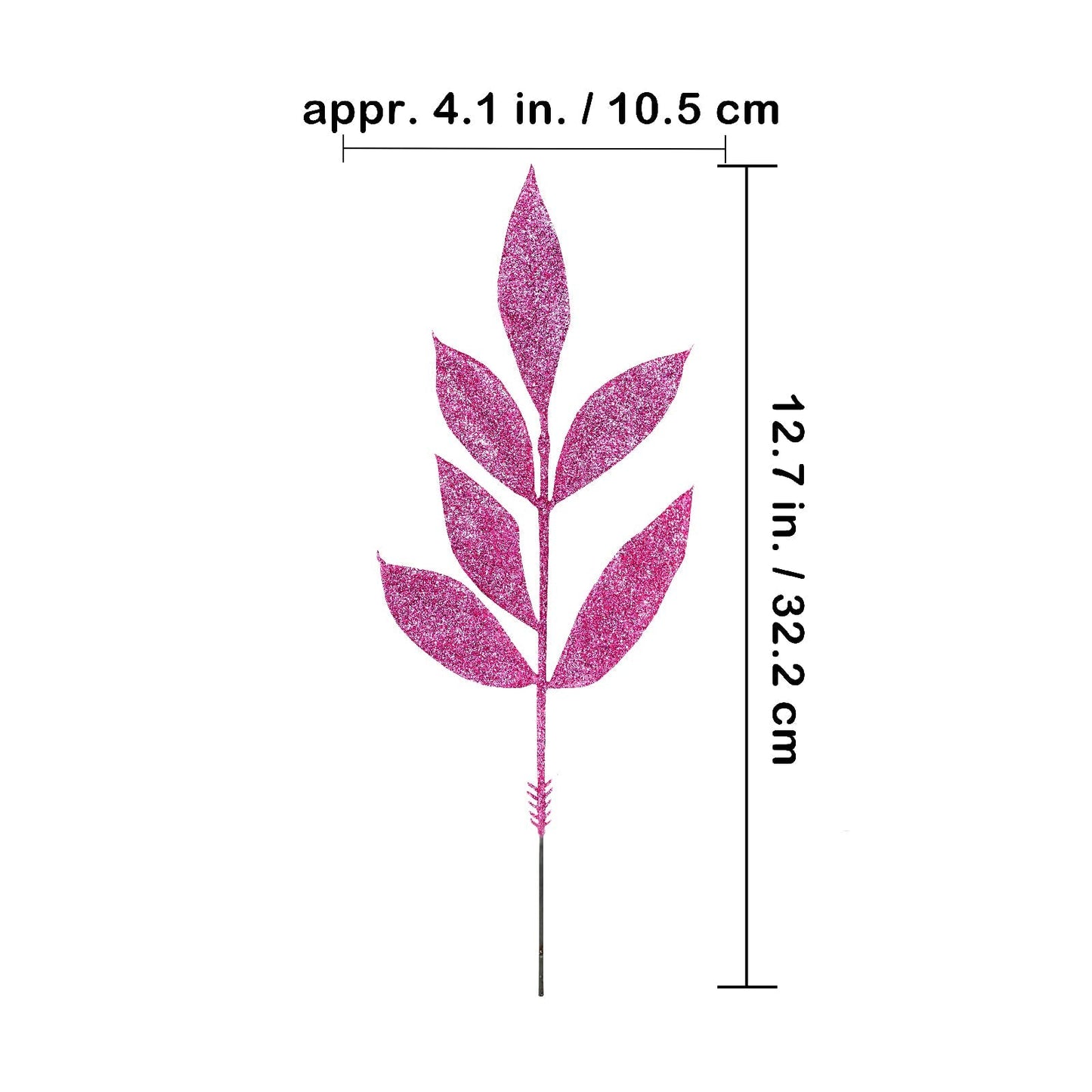 Winlyn 20 Pcs Pink Glitter Bay Leaf Sprays Artificial Christmas Tree Picks Sprays 12.7" Tall for Pink Christmas Tree Wreath Swag Floral Arrangement Winter Wedding Bouquet Centerpiece Decoration
