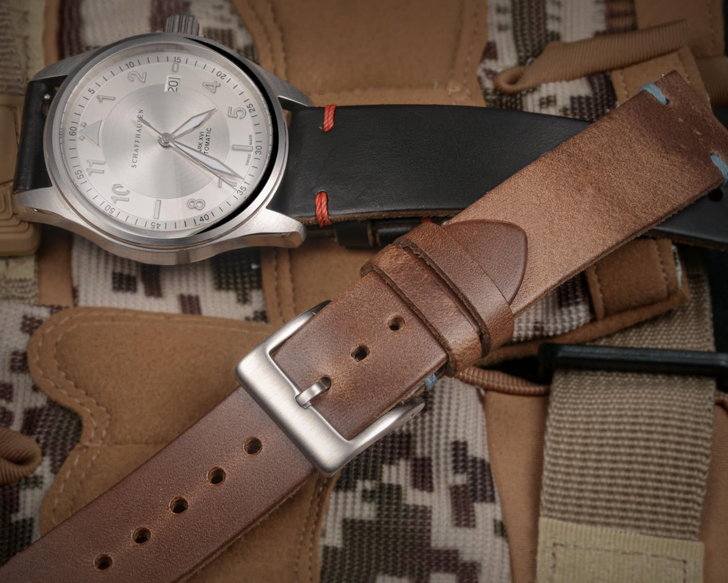 hemsut h 20mm Leather Watch Bands for Men, Thin Soft Horween Leather Watch Strap Quick Release Vintage Watch Wrap