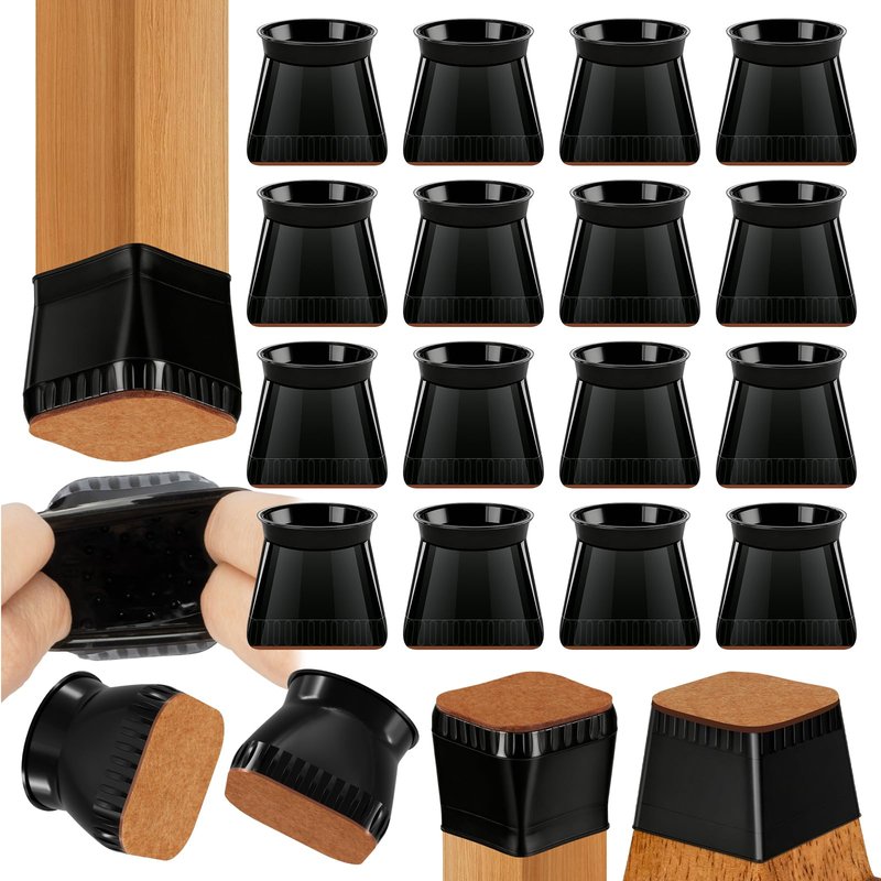Chair Leg Floor Protectors - 40 Pcs Silicone & Felt Pads for Hardwood Floors - Anti-Scratch Furniture Sliders, Noise-Reducing Chair Feet Covers - Furniture Leg Caps Fit Sizes to(0.75"-1.06")