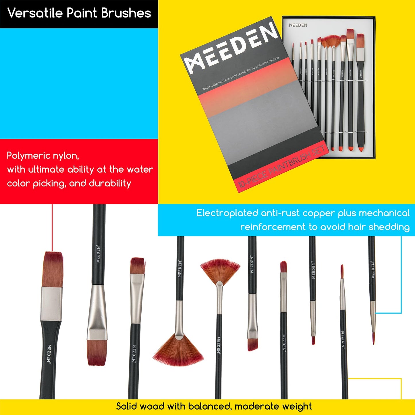 MEEDEN Acrylic Painting Set with Easel: 44 Pcs Art Supplies Painting Kit with Tabletop Box Easel for Adults - 6 Acrylic Paints, Paintbrushes, Canvas, Palettes & Accessories