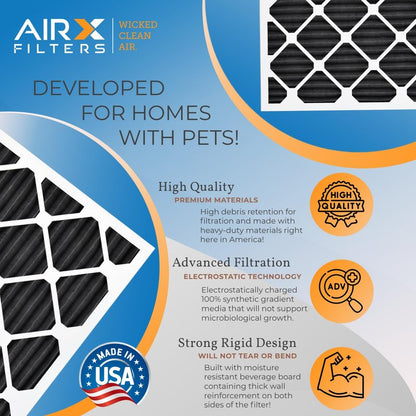 AIRX FILTERS WICKED CLEAN AIR. 20x20x1 Air Filter Odor Eliminator Carbon Filter MERV 7 AC HVAC Furnace Filters 6 Pack