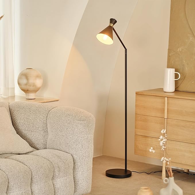 Globe Electric 62" Floor Lamp, Matte Black, Matte Brass Accents, On/Off Rotary Switch on Socket, Living Room & Bedroom Lighting