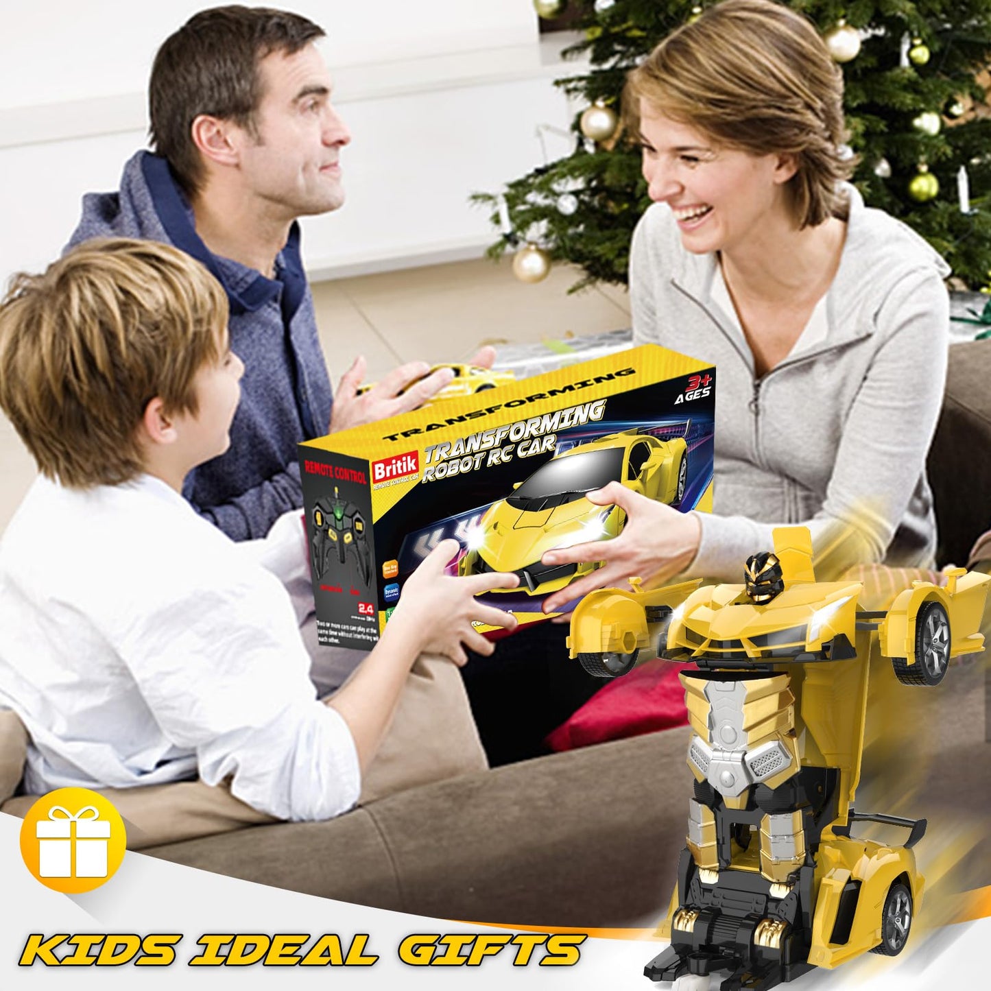 Britik Transform Remote Control Car Toy for Kids 4 5 6 7 8, Remote Control Car for Boys 4-7, Transform Cars for Boys 4-6, Toy Car 5 Year Old Boy, Toys for 3 4 5 6 7 8 9 10 11 12 Years Old Boy