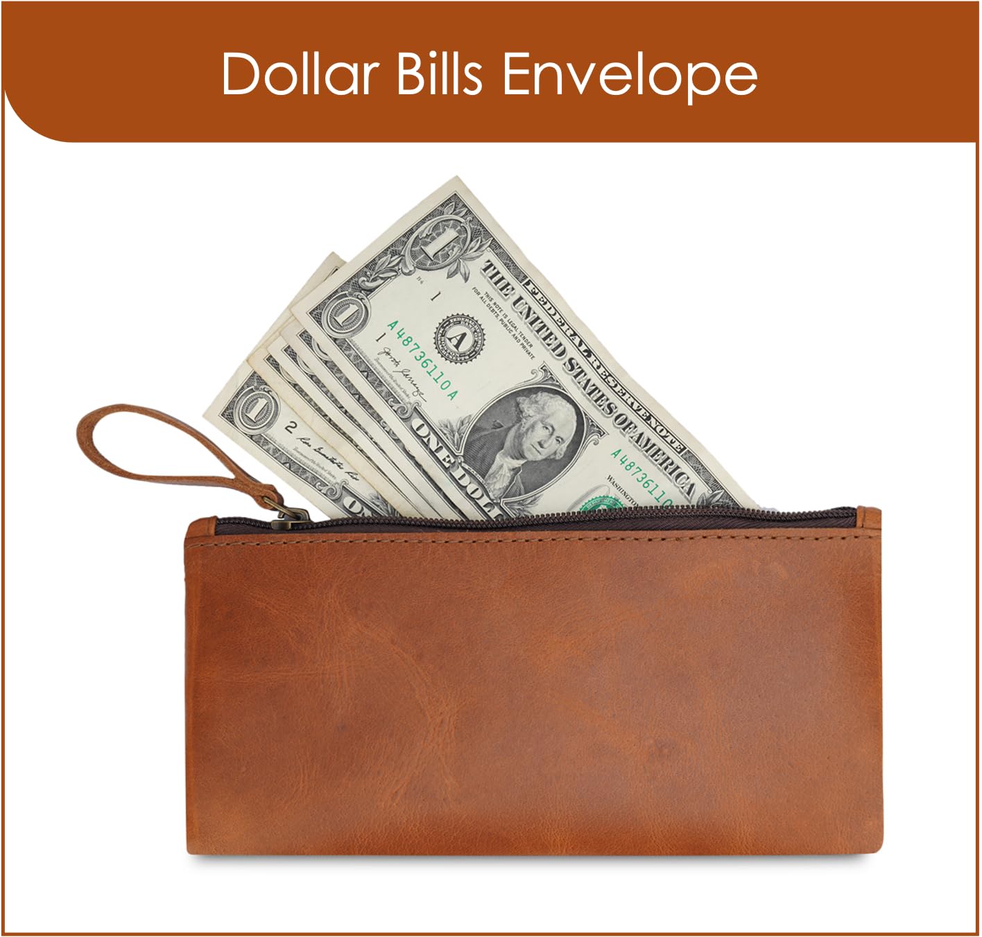 TheAntiq Leather Pencil Pouch, Currency Pouch, Leather Pencil Case, Zippered Pouch Paper Money, Pen Case, Pen and Marker Case, Pencil Case For Artists & Professionals (Tan)