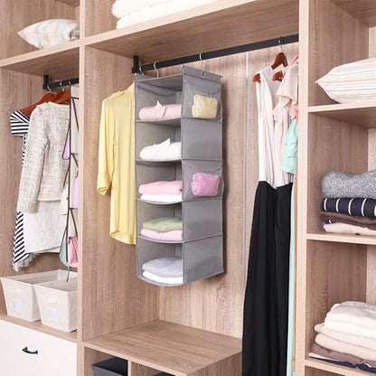 MAX Houser 5 Shelf Hanging Closet Organizer, Space Saver, Closet Hanging Shelves