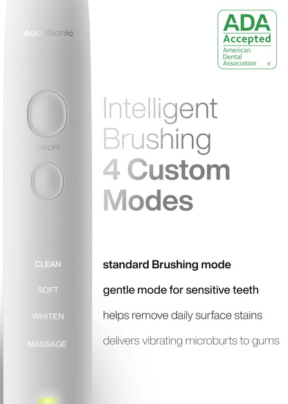 Aquasonic Vibe Series Ultra-Whitening Toothbrush – ADA Accepted Electric Toothbrush - 8 Brush Heads & Travel Case – 40,000 VPM Motor & Wireless Charging - 4 Modes w Smart Timer – Satin Rose Gold