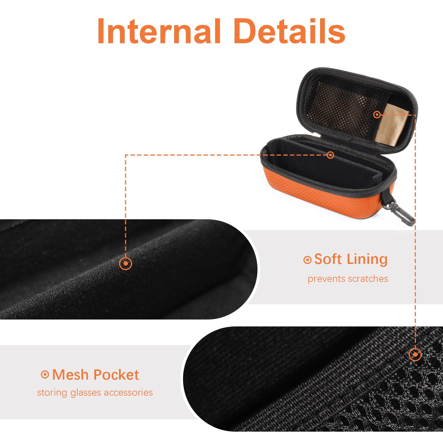 Bukere Double Eyeglasses Case with Adjustable Slots, EVA Hard-shell Travel Dual Glasses Sunglasses Organizer for Men Women (2 Slots, Orange)