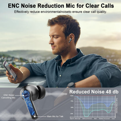 Wireless Earbuds, 2026 3D-Stereo Bluetooth 5.4 Headphones Deep Bass Ear Bud, 4 ENC Noise Cancelling Mic, 40+Hrs USB-C Earphones, IP-X7 Waterproof Headset for Sport Workout Gym Laptop Pad Android iOS