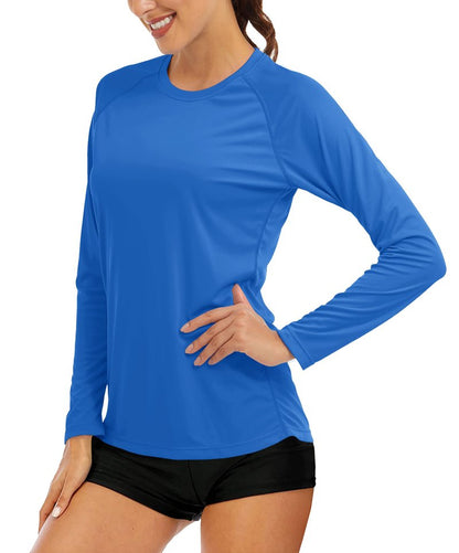 MAGCOMSEN Women's Running & Workout T-Shirts - Summer Sun Protection Shirts UPF 50+ Blue Green