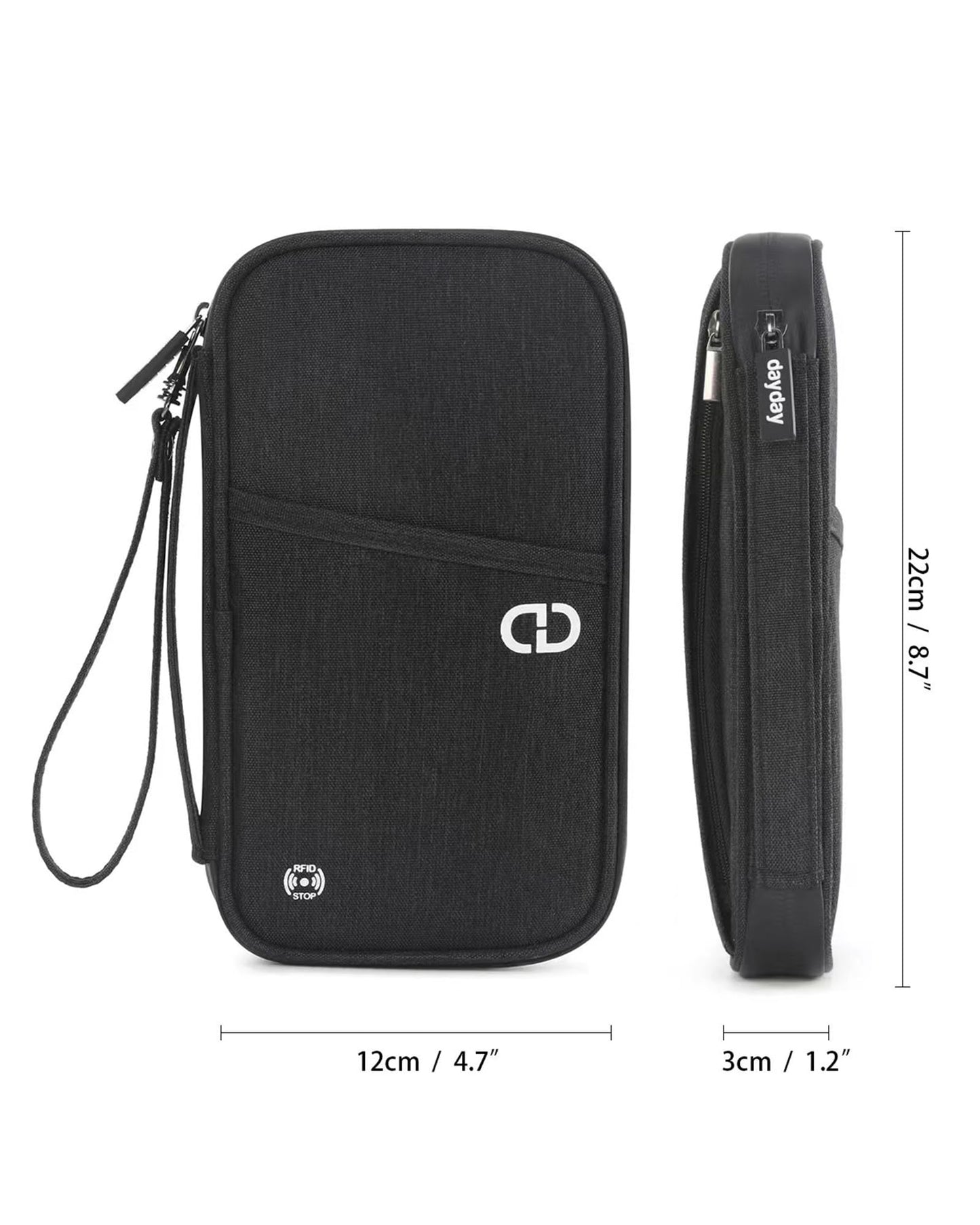 Travel Passport Holder - Family Passport Wallet Holder, Lightweight Portable Travel Document Organizer Passport Card Cover with Zipper Pocket (Black)
