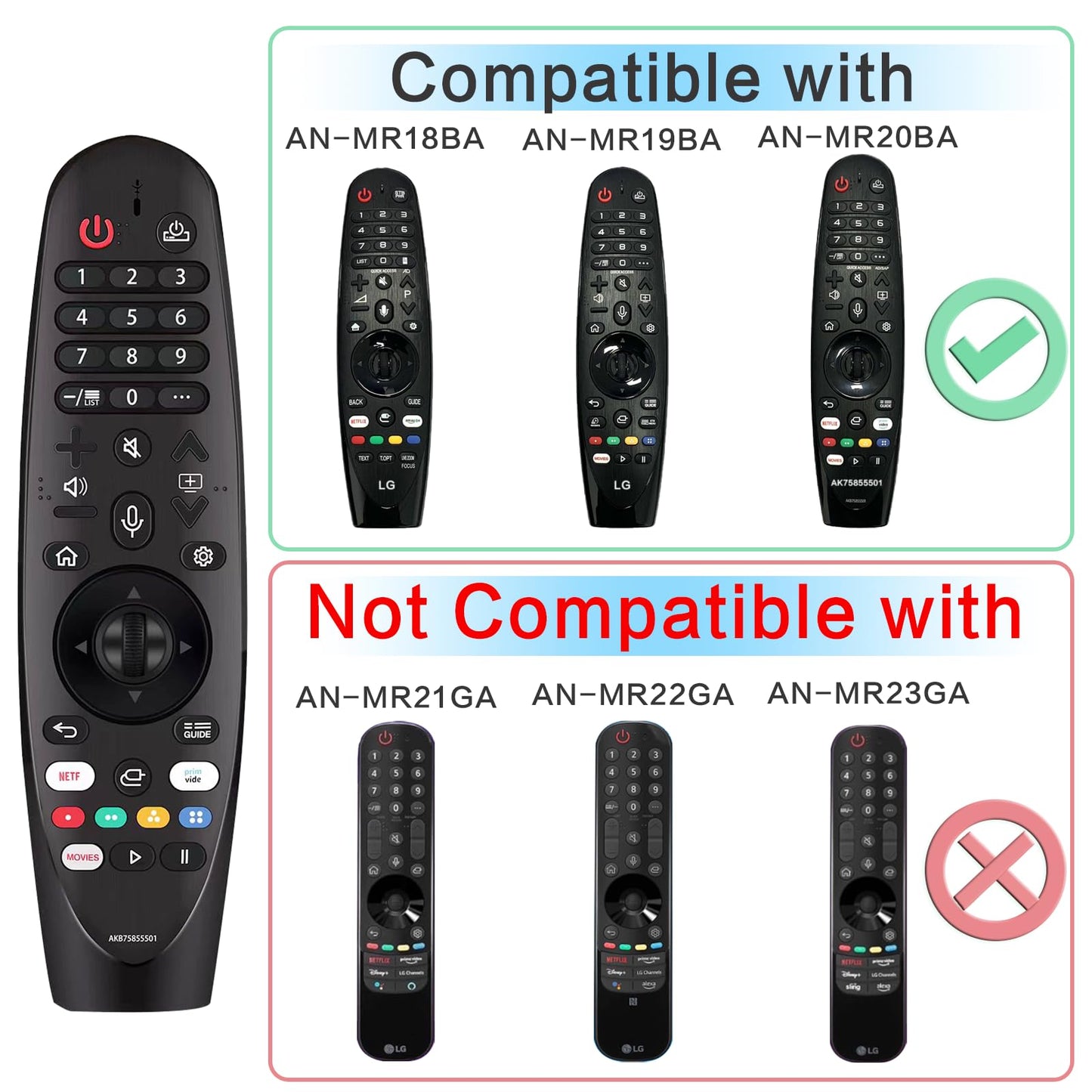 Replacement Magic Remote Control for LG Smart TV Remote for LG UHD OLED QNED NanoCell 4K 8K Models with Pointer and Voice Function