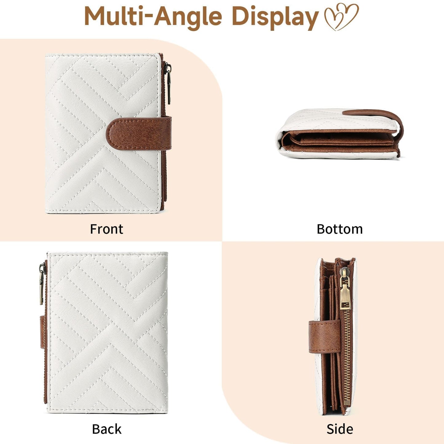 GAEKEAO Small Wallets for Women Vegan Leather RFID Blocking Bifold Zipper Pocket Wallet Card Case Purse with ID Window