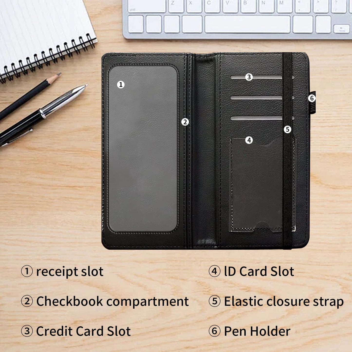 Rossy Checkbook Cover PU Leather Slim Check Book Holder Covers Wallet Case Duplicate Checks Card Pen Holder with RFID Blocking & Elastic Strap for Men Women, Bible Verse Philippians 4-13