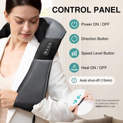 Nekteck Shiatsu Neck and Back Massager with Soothing Heat, Shoulder Massager for Pain Relief Deep Tissue, Electric 3D Kneading Massage Tools for Leg Body Muscle, Corded Power, Gifts for Him Her