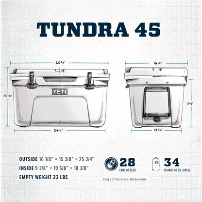 YETI Tundra 45 Cooler, White/Blue