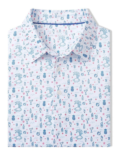 DTWOOO Men's Performance Moisture Wicking Print Short Sleeve Golf Polo Shirts