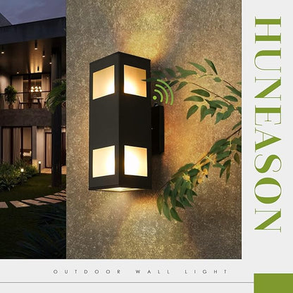 Outdoor Wall Light, 2 Pack Dusk to Dawn Outdoor Light Fixture, 13" Waterproof Black Outdoor Lights Modern, Large Up Down Exterior Lighting Fixture for Patio, Garage, Hallway, Doorway