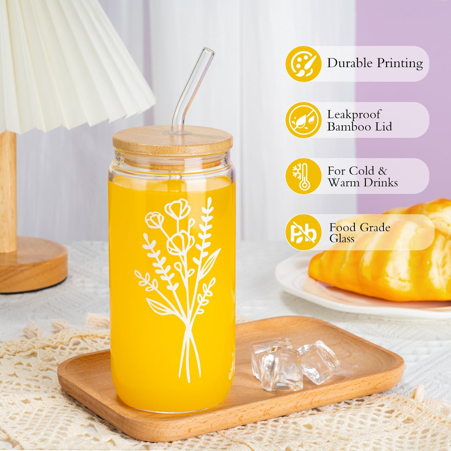 Birthday Gifts for Teen Girls Women, Teen Girl Gifts Basket , Teenager Girls Self Care Gift for Women Get well Soon Gifts Glass Cup with Lid and Straw for Her,Mom,Sister,Wife ,Friend, Daughter