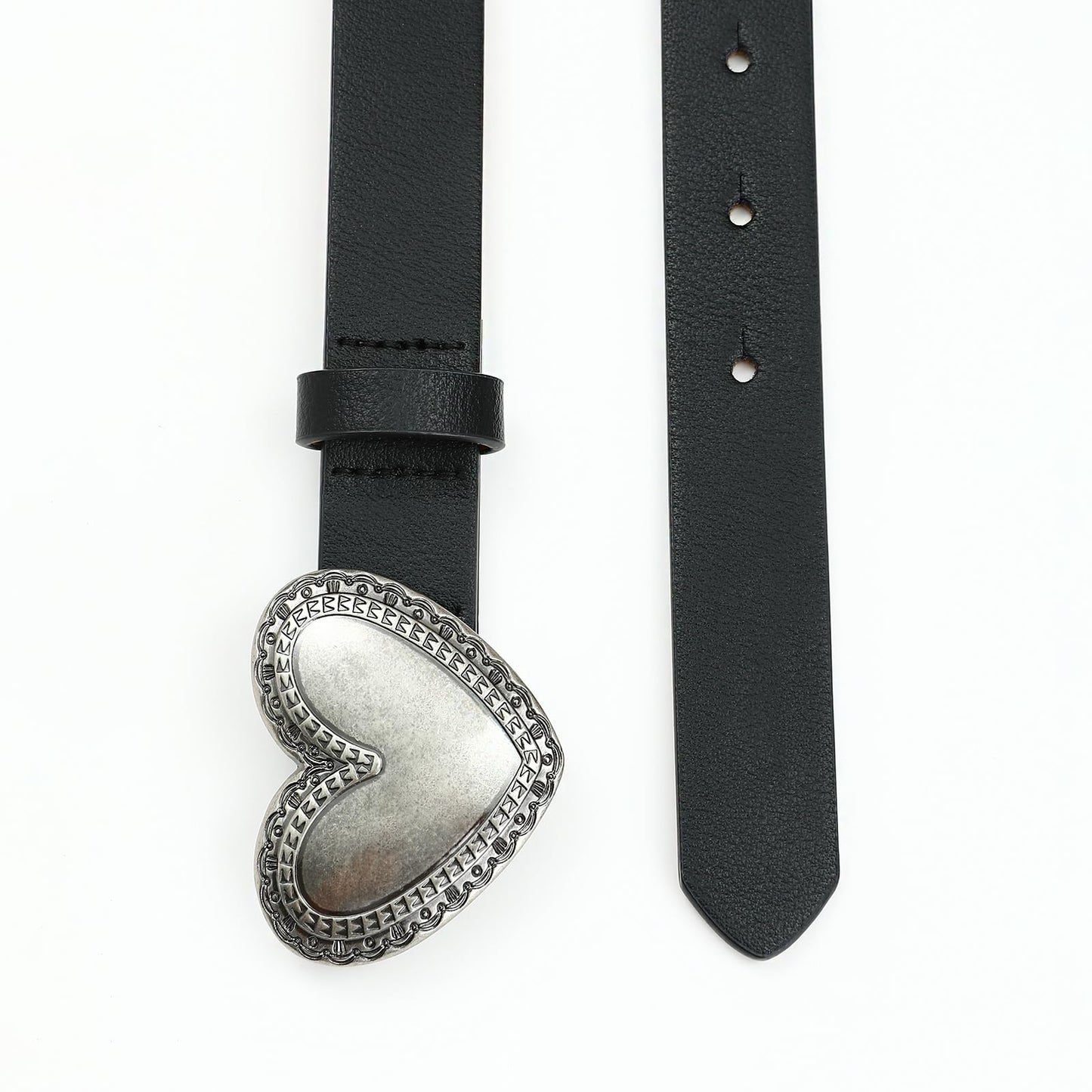 RISANTRY Conch Belt for Women Heart Belt Stylish Design with Silver Heart Buckle Chic Accessory for Jeans