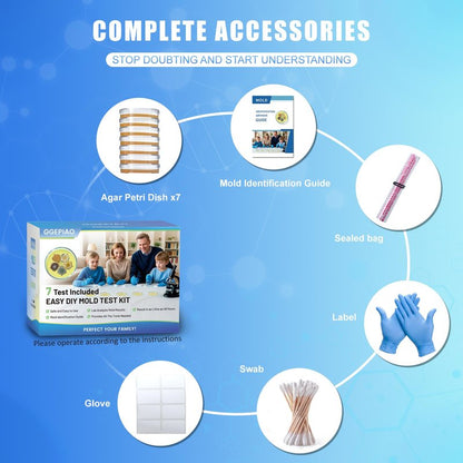 Mold Test Kit for Home,7 Simple Detection Tests,Test HVAC System,Home Surfaces, Indoor Air Quality Testing,DIY Mold Detector for Home,Includes Detailed Mold Identification Guide,Black Mold Testing kit