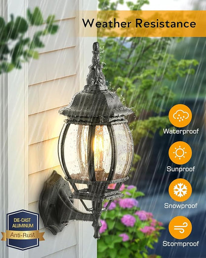 VIANIS Outdoor Wall Lights, Dusk to Dawn Outdoor Garage Light Wall Mount, Black Exterior Light Fixture for House, Exterior Sconce Lights for Coach, Waterproof Outside Porch Lights Wall Lantern Lamp