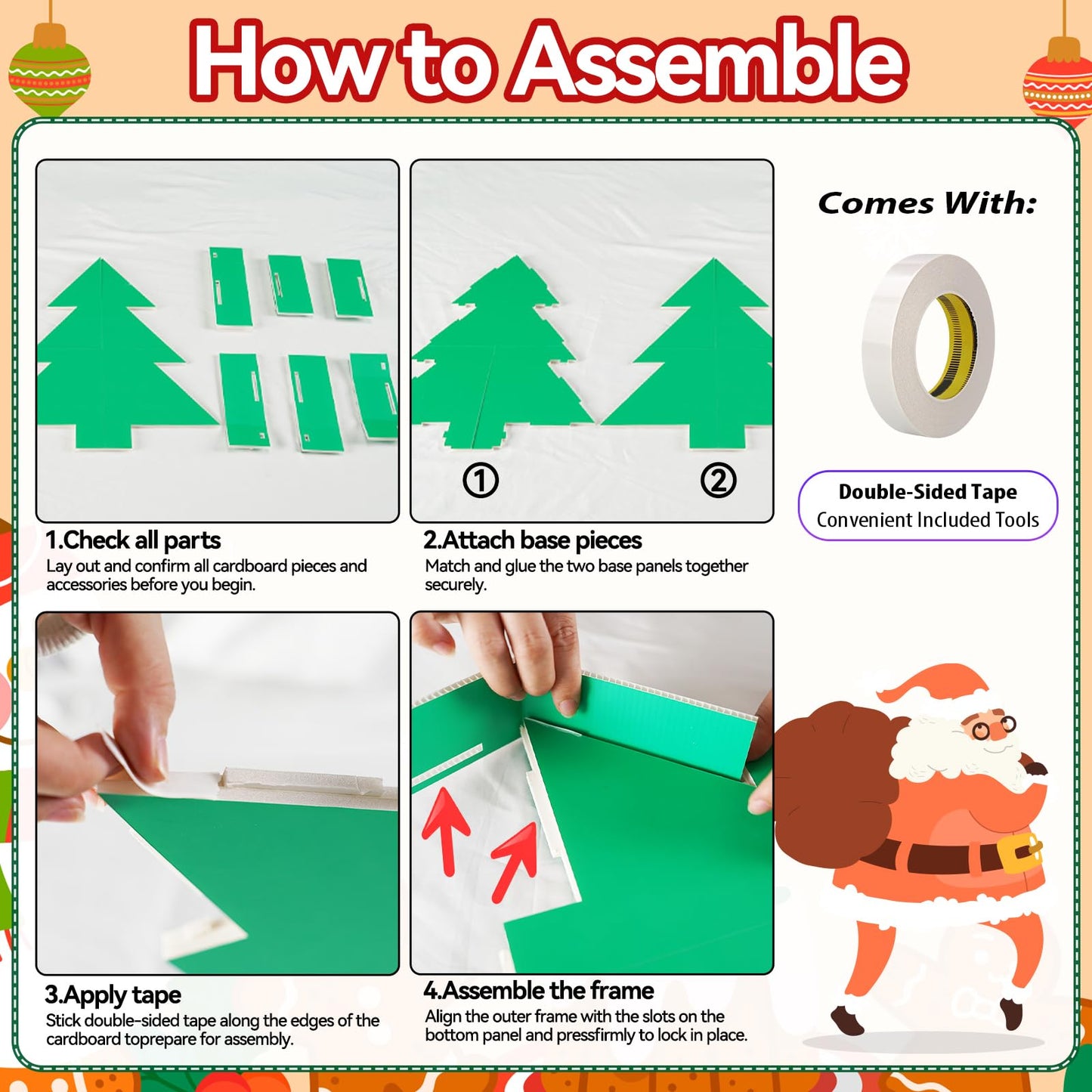 Paready Christmas Charcuterie Cardboard, 13.39" Fillable Cardboards Green Xmas Tree Charcuterie Board for Xmas Candy, Treats, Snack, Cupcakes Tray for New Year Holiday Christmas Party Decorations