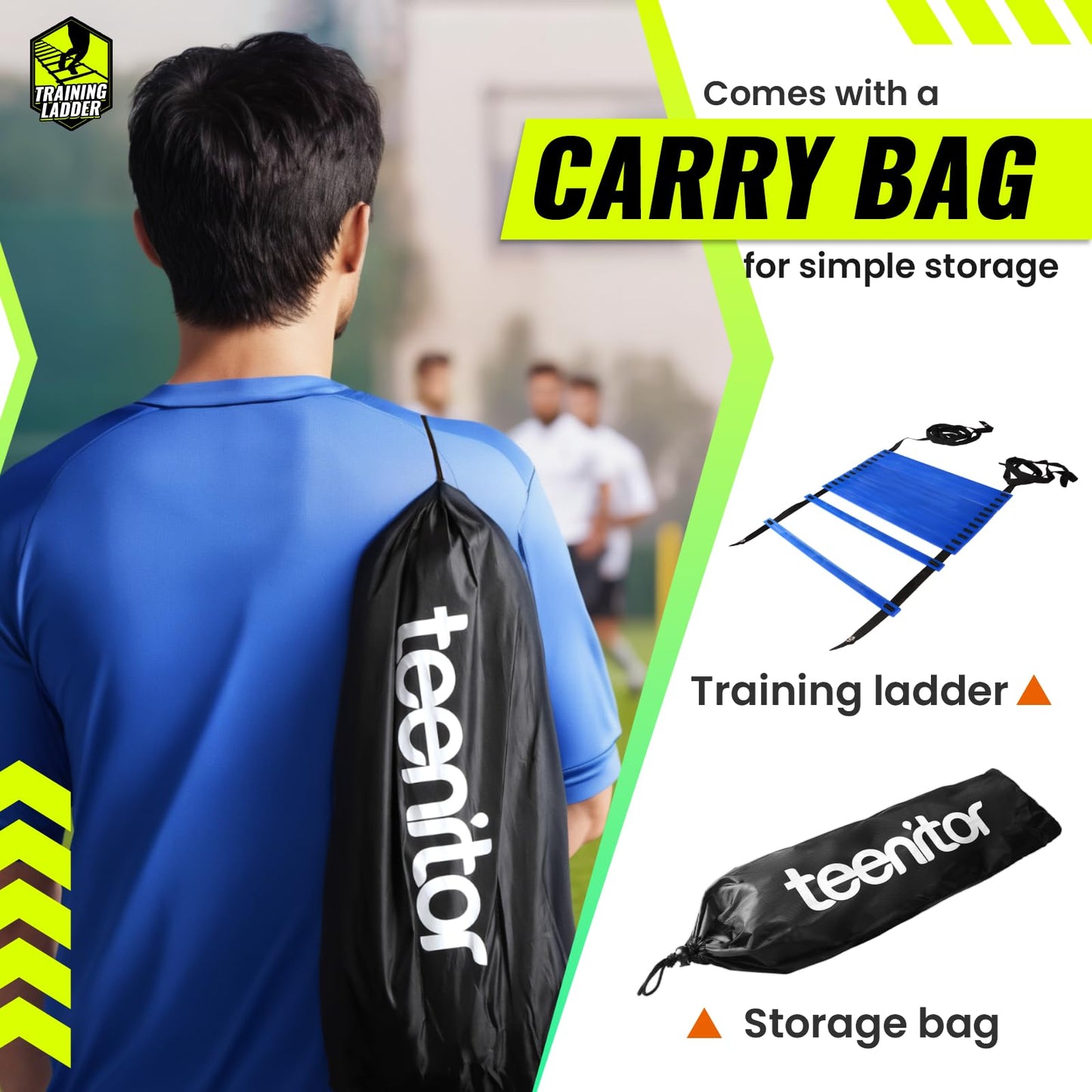 Teenitor Agility Ladder Speed Ladder Training Ladder for Soccer, Speed, Football Fitness Feet Training Carry Bag Agility Training Equipment 13 rungs, 23 feet