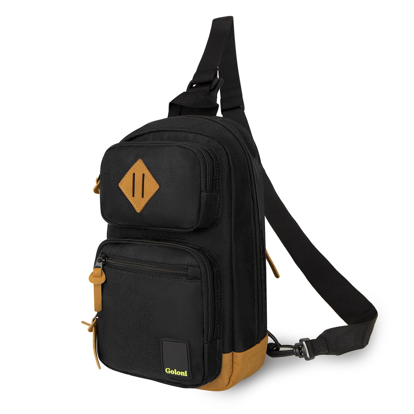 Goloni Sling Bag Crossbody Shoulder Bag for Men Women,Waterproof Lightweight Casual Daypack with Multi-Pockets for Travel Hiking Outdoor,Black