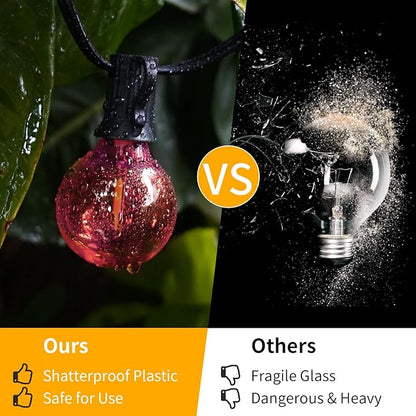 40FT LED Outdoor String Lights Waterproof, G40 LED Globe Outdoor Lights for Patio with 27 Edison Vintage Shatterproof Bulbs, Connectable Backyard Lights for Garden, Bistro, Porch, Cafe