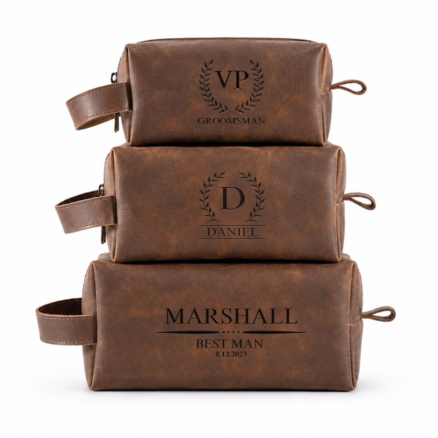 Motiwear Custom Leather Toiletry Bag for Men Personalized Dopp Kit Travel Grooming Organizer Gift for Him Stylish - Dark Brown