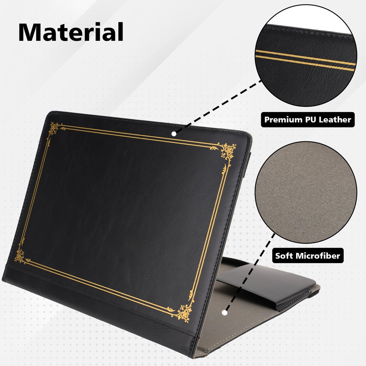 TYTX Compatible with MacBook Pro Case 13 Inch, PU Leather MacBook Case fits for Model M2, 2024, 2023, 2022-2016 A2338 M1 A2251 A2289 A2159 A1989 A1708 A1706, Laptop Cover with Pen Holder, Black