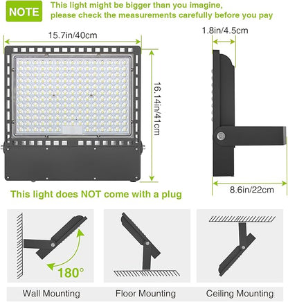 STASUN Flying Series Ultra 400W 60000LM LED Flood Light Outdoor, 100-277V 5000K White, IP66 Waterproof Stadium Lights for Arena, Parking Lot, Courts, Commercial, ETL Certification