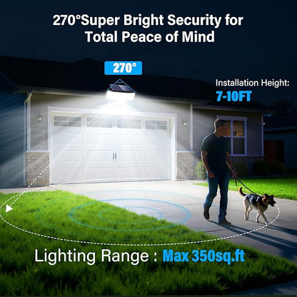 Solar Lights Outdoor, 2PACK 448 LED Wall-Mounted Flood Light, 3500LM IP65 Waterproof Solar Street Lights with Motion Sensor and Remote Control for Dusk-to-Dawn Illumination