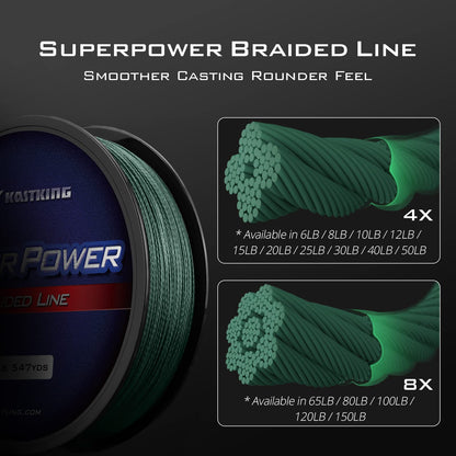 KastKing Superpower Braided Fishing Line, Moss Green, 40 LB, 1097 Yds
